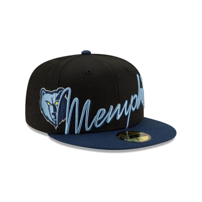 Memphis Grizzlies Gorra | New Era NBA Cursive 59fifty Fitted Cap Mexico - Negros
